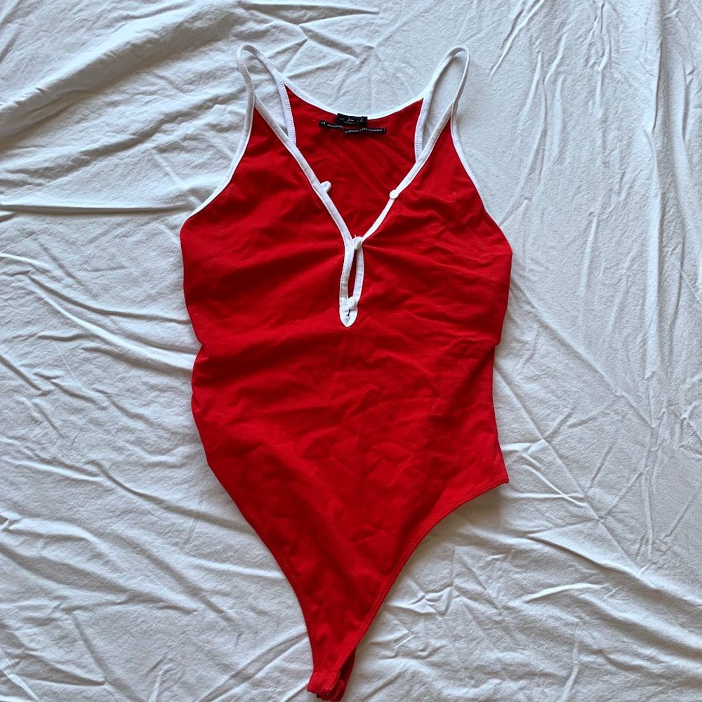Urban Outfitters red and white bodysuit